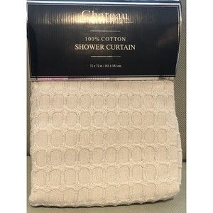 New Luxury CHATEAU COLLECTION Shower Curtain 100% Cotton Embroidered 72” Gray